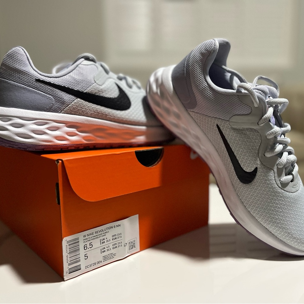 Nike Women's Athletic Shoes - Pure Platinum and Cave Purple